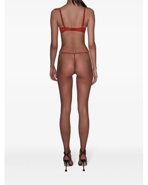 Fleur du Mal Red Bouquet Lace Scooped Balconette Bra