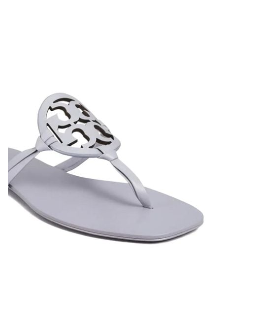 Tory Burch White Logo Miller Flip-Flops