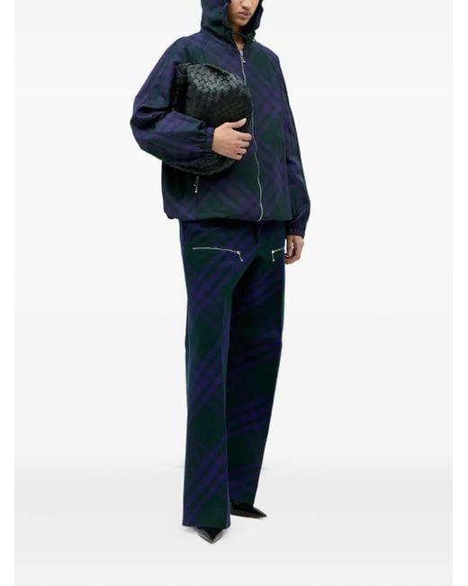 Burberry Blue Hooded Plaid Jacket