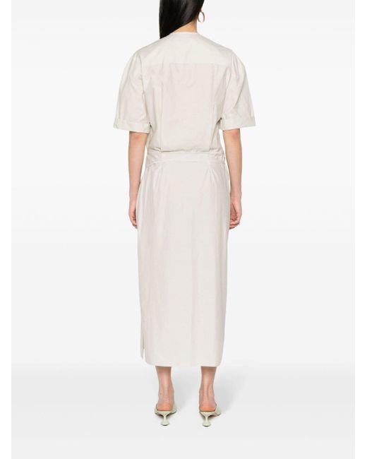 Lemaire White Short-sleeve Wrap Midi Dress