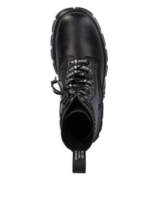 New Rock Black M-Wall083Cct Lace-Up Chunky Sole Boots