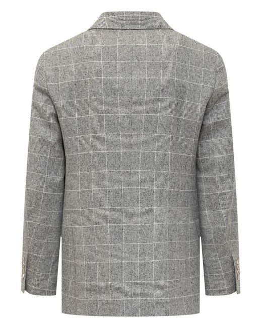 Brunello Cucinelli Gray Checked Blazer for men