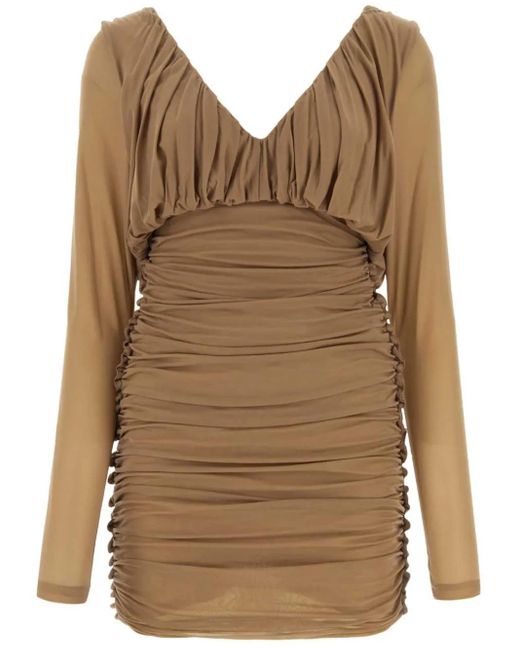 Saint Laurent Brown Jersey Mini Dress