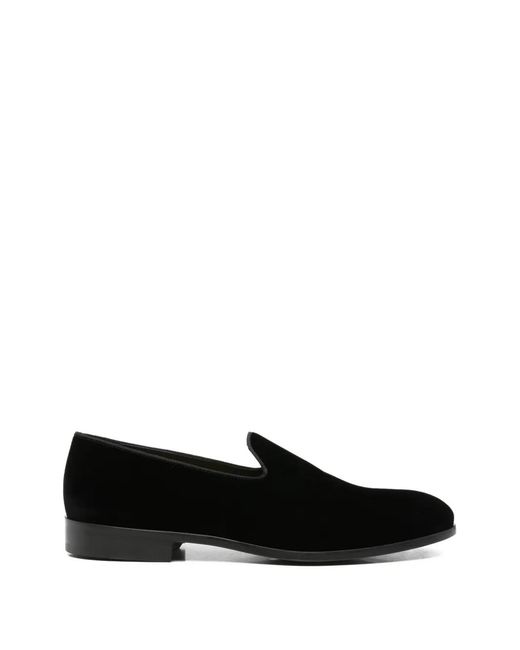 Doucal's Black Velvet-Effect Loafers for men