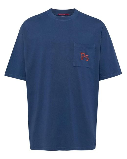 President's Blue Logo-Embroidered Cotton T-Shirt for men