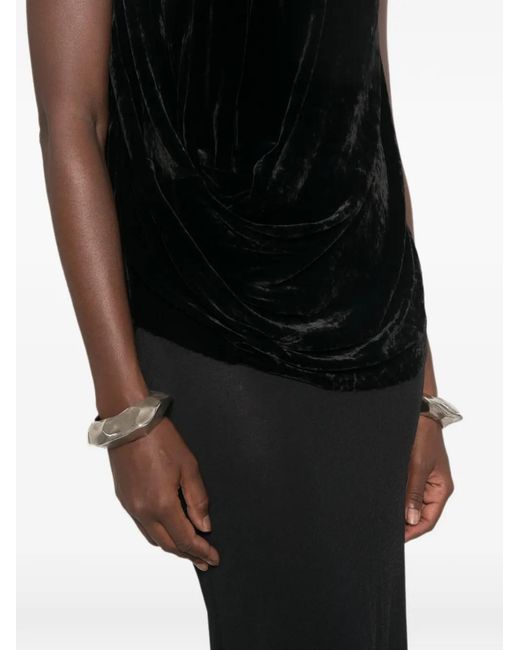 Rick Owens Black Draped Velvet Top