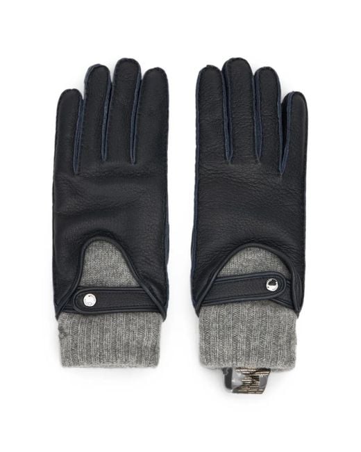 Moorer Black Ribbed-Knit Panelled Gloves