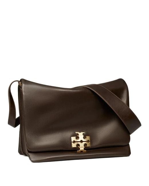 Tory Burch Brown Large Charlie Logo Shoulder Bag