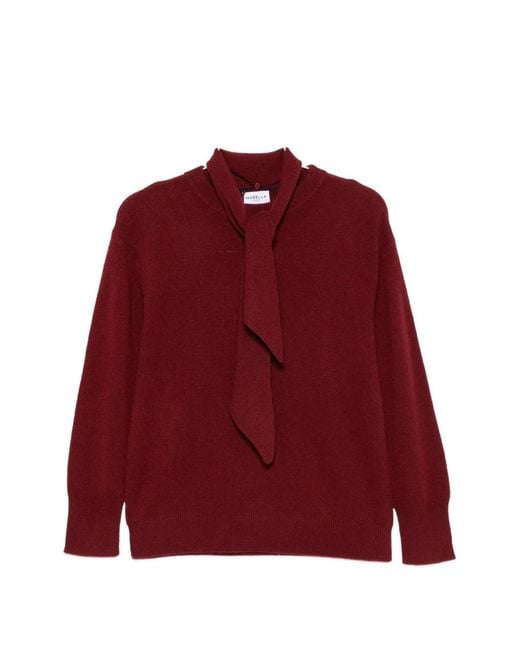 Marella Red Pussy-Bow Knitted Sweater
