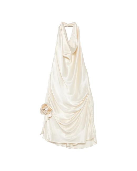 Arcina Ori White Rosa Draped Halterneck Mini Dress