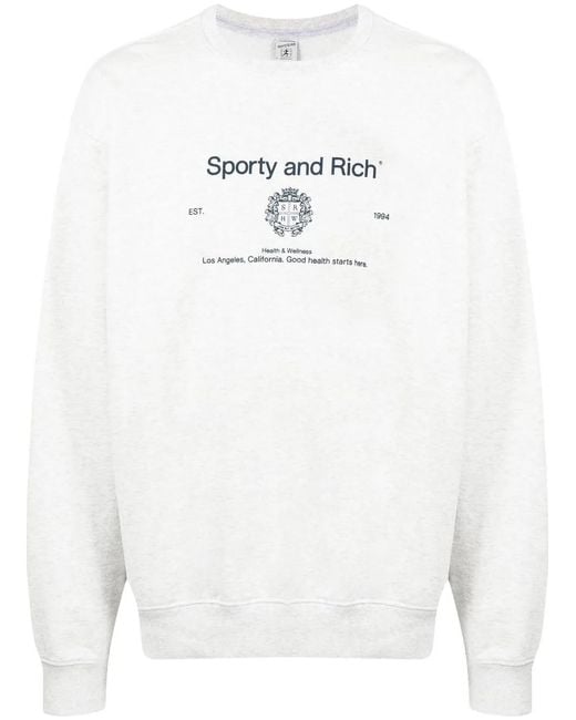 Sporty & Rich White Logo-Print Cotton Sweatshirt