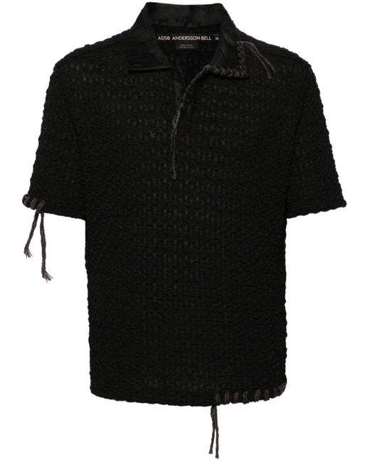 ANDERSSON BELL Black Bubble-knit Polo Shirt for men