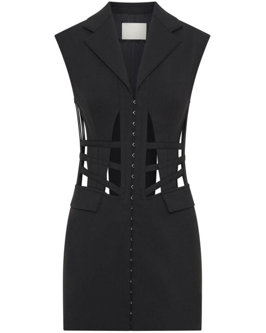 Dion Lee Black Sleeveless Caged Corset Minidress