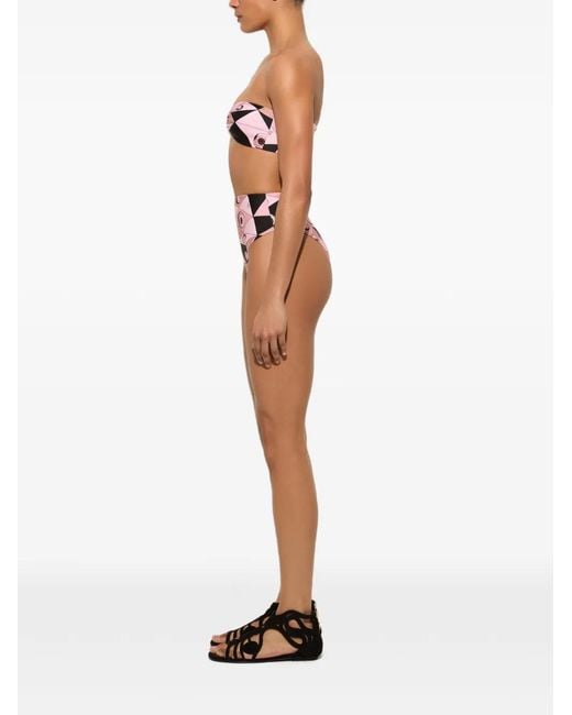 Emilio Pucci Pink Occhi Print Bikini Top