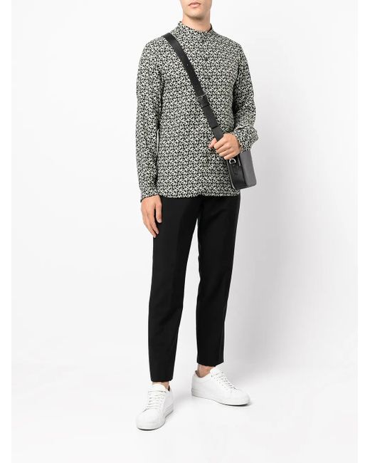 Dundas Gray Monogram Button-Up Shirt for men