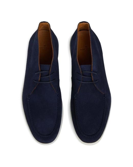 Hackett Blue Martins Suede Boat Shoes for men