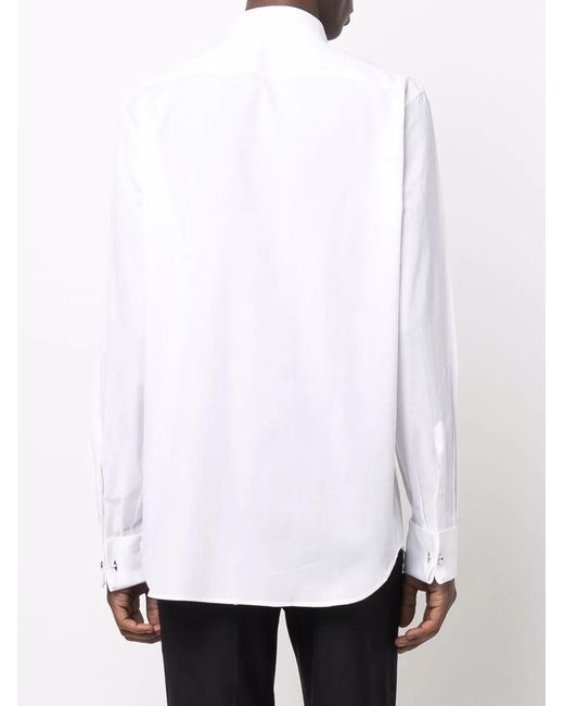 Canali White Buttoned Long-Sleeve Tuxedo Shirt for men