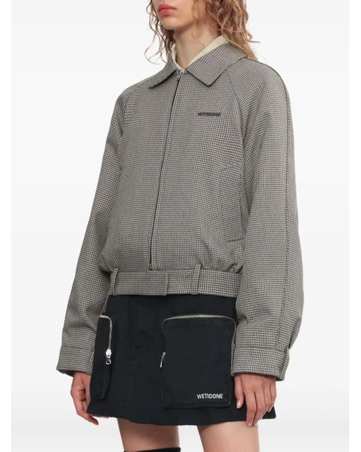 we11done Gray Houndstooth Zip-Up Jacket