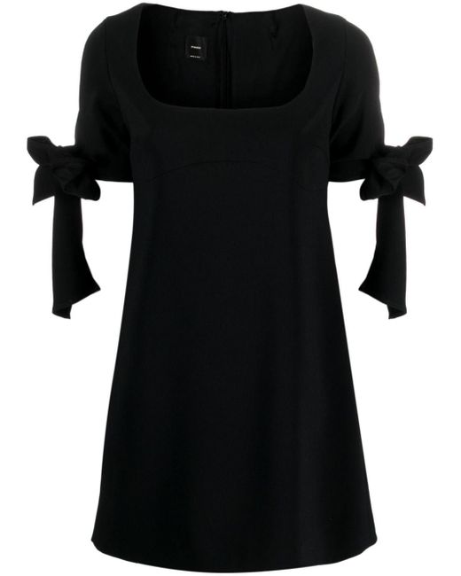 Pinko Black Bow-detailing Square-neck Dress
