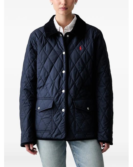 Polo Ralph Lauren Blue Quilted Corduroy-Collar Jacket
