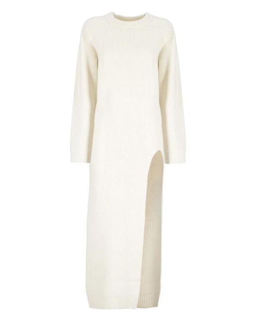 Robe En Maille À Coupe Mi-Longue Laneus en coloris White