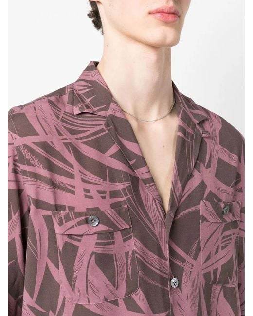 Lardini Purple Graphic-Print Short-Sleeve Shirt for men