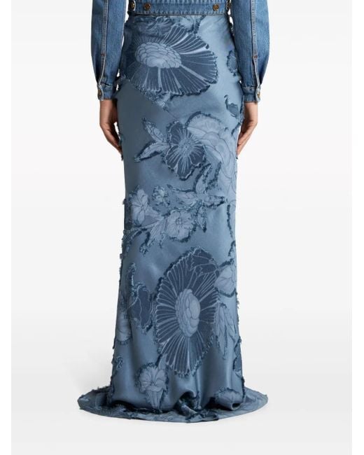 Etro フローラル マキシスカート Blue