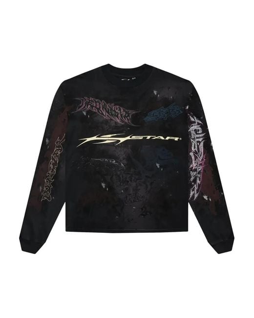 HELLSTAR Black Graffiti Long-Sleeved T-Shirt for men