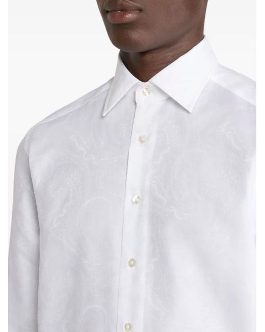 Etro White Jacquard Floral Shirt for men