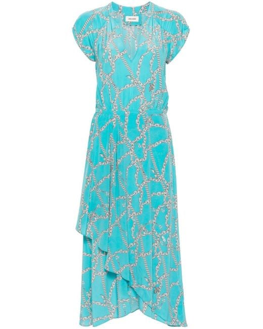 Robe mi-longue Randall à logo imprimé Zadig & Voltaire en coloris Blue