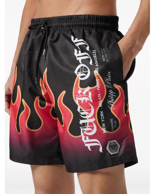 Philipp Plein Red Swim Boxer Flame for men