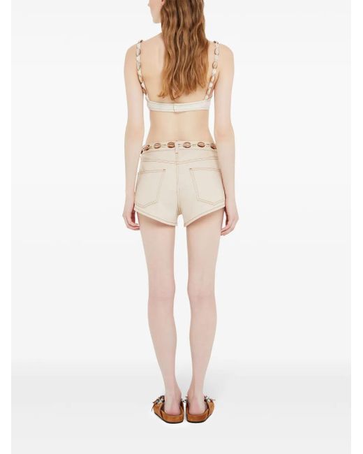 Alanui Natural Ocean Dream Denim Shorts