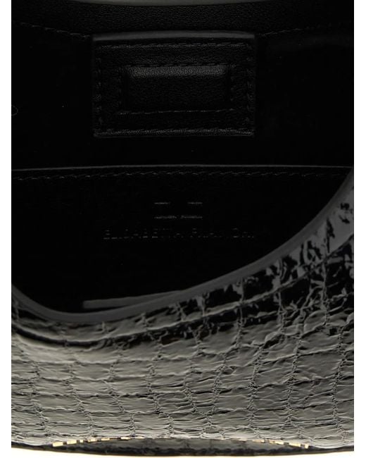 Elisabetta Franchi Black Crocodile-Print Half-Moon Shoulder Bag