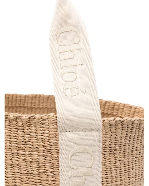 Chloé White Gewebter Shopper Aus Stroh