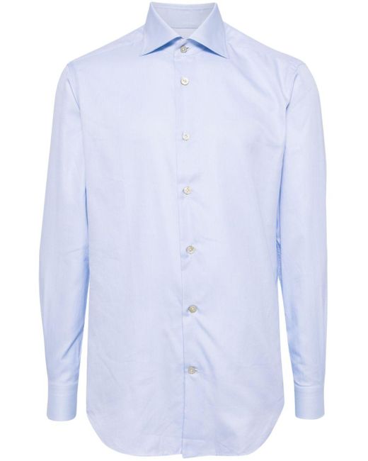 Kiton Blue Cotton Button-up Shirt for men