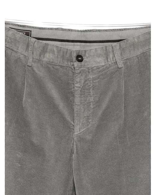 Peserico Gray Pleated Corduroy Pants for men