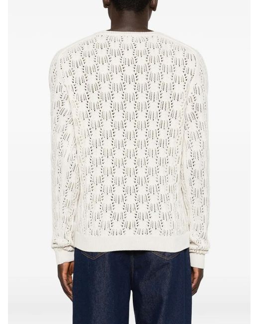Vivienne Westwood White Openwork Knit Orb Round Sweater for men