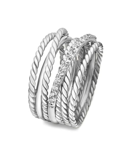 David Yurman Crossover ダイヤモンド リング 12mm スターリングシルバー White