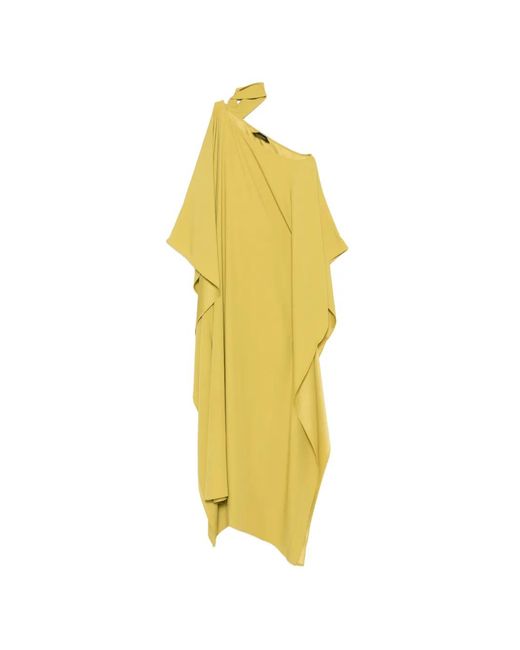 ‎Taller Marmo Yellow One-Shoulder Draped Dress
