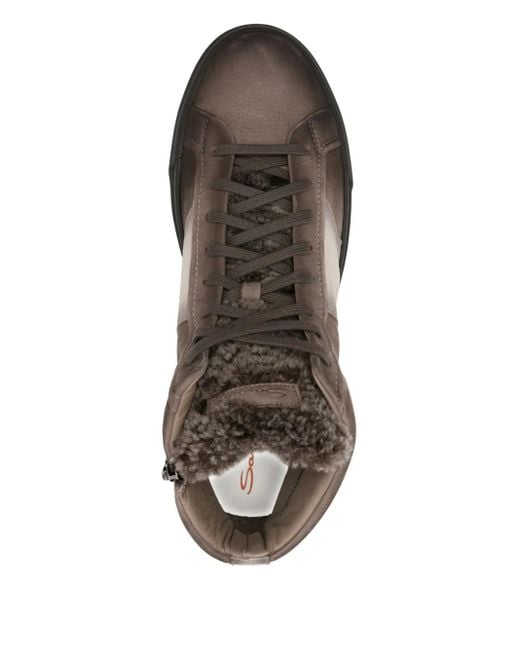 メンズ Santoni レザースニーカー Brown