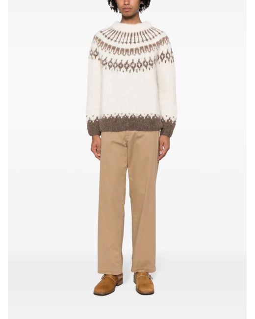 Bode Natural Patterned Intarsia-Knit Jumper for men