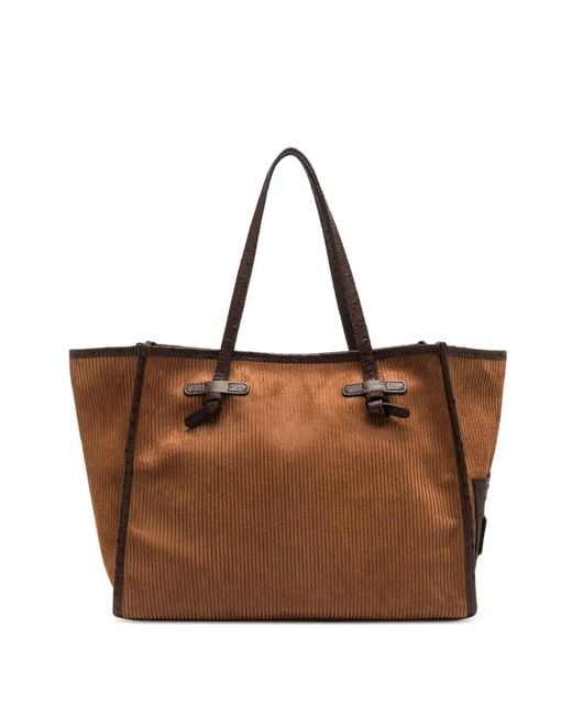 Gianni Chiarini Brown Large Marcella Corduroy-Effect Tote Bag