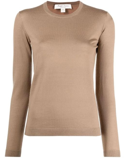 Ralph Lauren Natural Cashmere Long-Sleeve Sweater