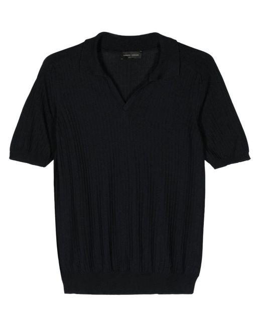 Roberto Collina Black Split-neck Polo Shirt for men