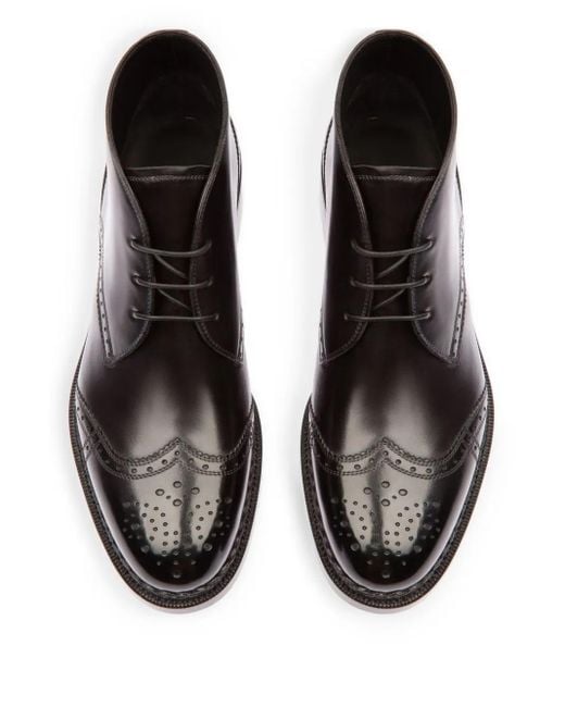 Bally Black Oktavio Leather Brogue Boots for men