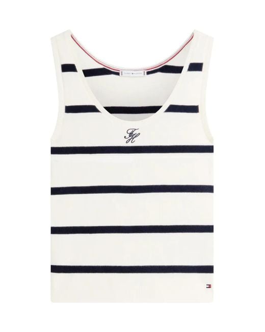 Tommy Hilfiger White Débardeur À Rayures