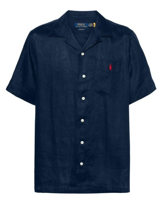 Polo Ralph Lauren Linnen Overhemd Met Logo in het Blue voor heren