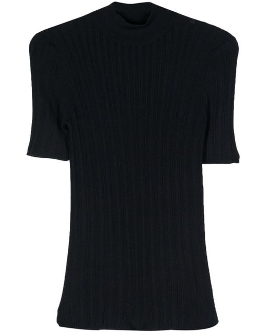 Malo Black Ribbed-knit Top