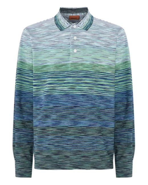 Missoni Blue Striped Cotton Polo Shirt for men