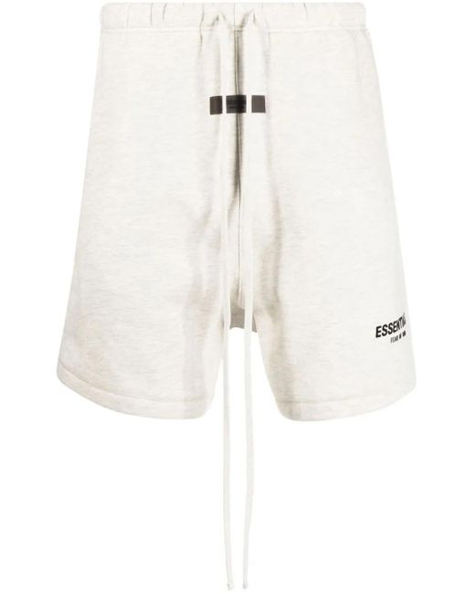 Fear Of God White Logo-Print Drawstring Track Shorts for men